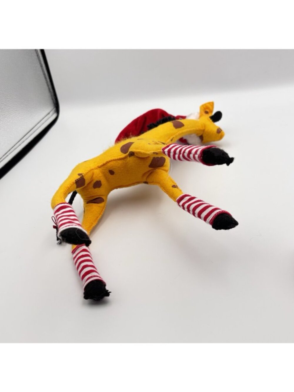 2010 Annalee Christmas Giraffe Santa Hat Peppermint Stripe Stockings Socks 12” - Picture 9 of 15